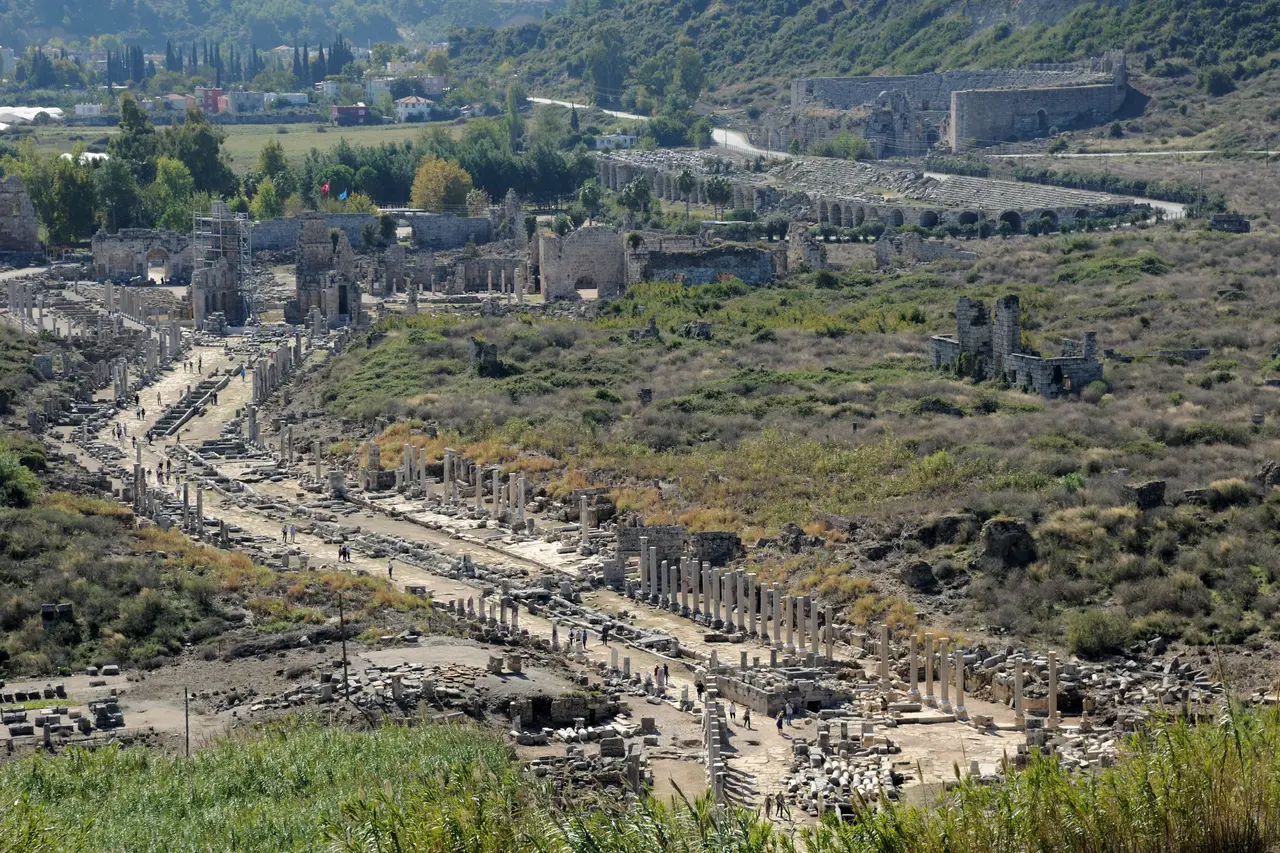 The colonnaded street of the ancient city of Perge